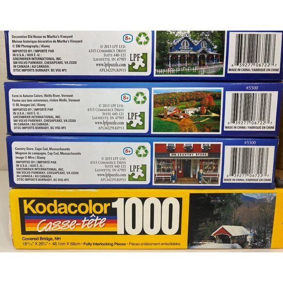 4 New England Puzzles: NH Covered Bridge, Farm, Martha's Vineyard - NEW / SEALED - Picture 3 of 3